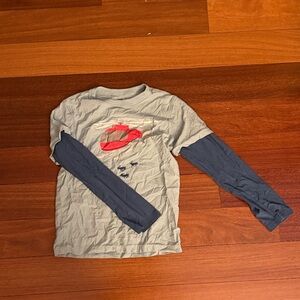 Kids Long Sleeve Helicopter Shirt - Gray and Blue